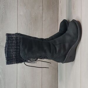 Ugg Australia Women 1936 Tall Leather Wedge Sweater Cuff Boots shoes sz 8